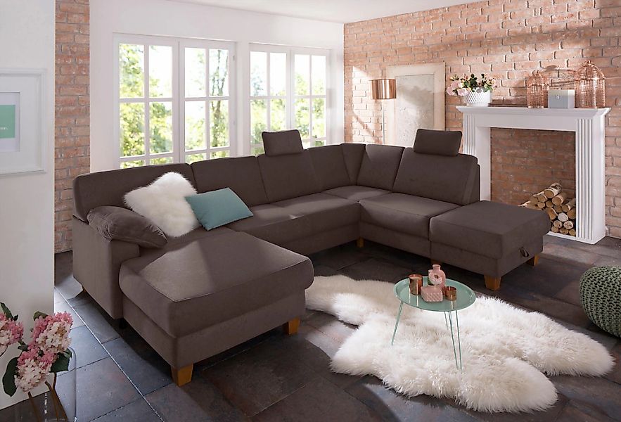 Home affaire Wohnlandschaft "Belfort U-Form" mit Federkern, wahlweise mit B günstig online kaufen