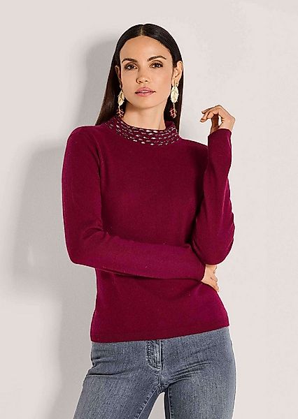 MADELEINE Strickpullover Eleganter Wollpullover mit Stehkragen Glattstrickp günstig online kaufen