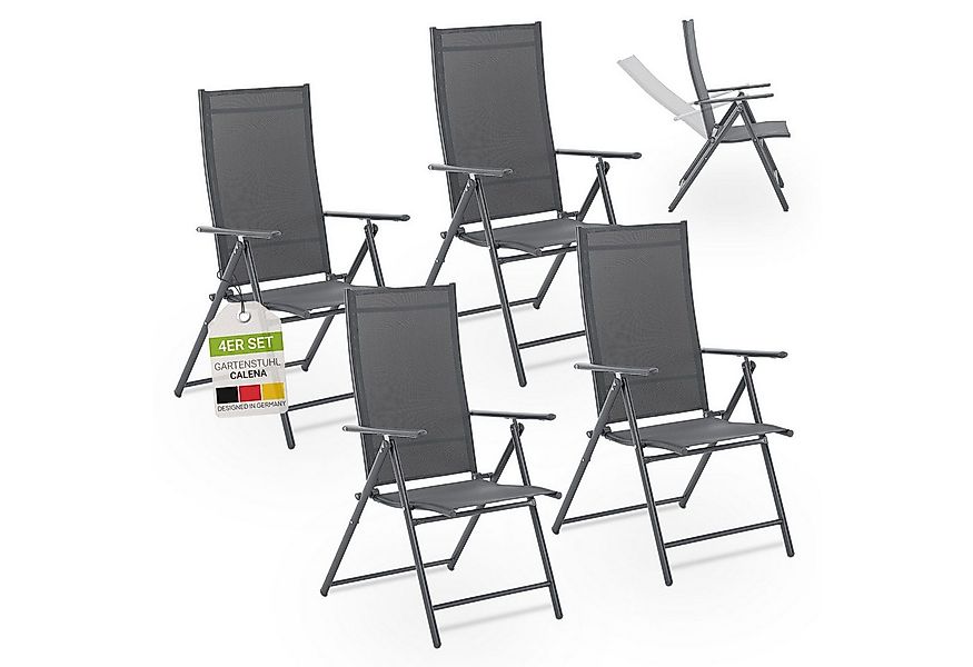 Juskys Gartenstuhl Calena (4 St), 7-fach verstellbar, Stahlgestell, klappba günstig online kaufen