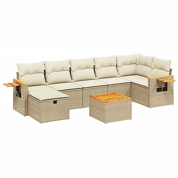 vidaXL 8-Tlg Garten-Sofagarnitur mit Kissen Beige Poly Rattan 3265538 günstig online kaufen