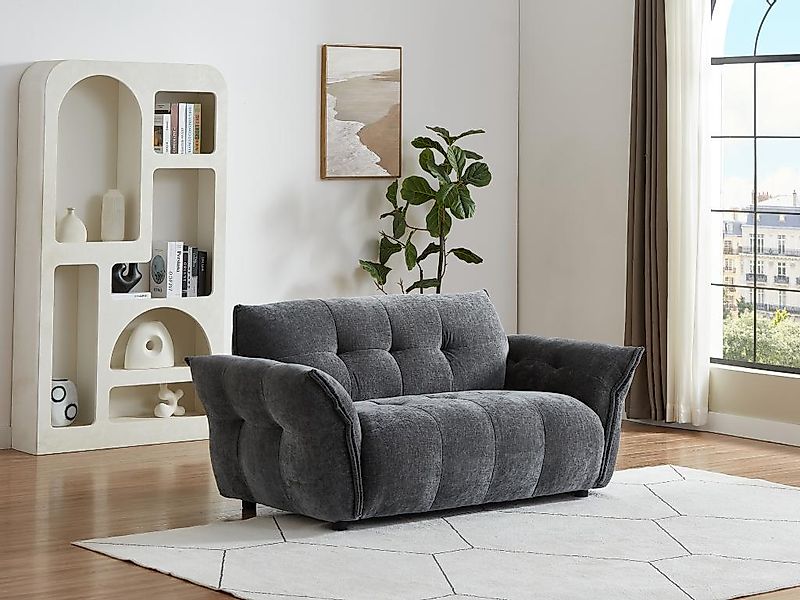 Sofa 2-Sitzer - melierter Stoff - Anthrazitgrau - NAPIZO günstig online kaufen