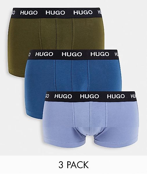 HUGO – Unterhosen in Marineblau/Blau/Khaki im 3er-Pack-Mehrfarbig günstig online kaufen