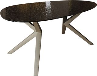 DELIFE Esstisch Edge, Oval Reliefglas Rauchschwarz günstig online kaufen