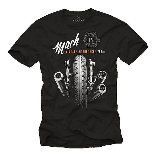 MAKAYA T-Shirt Herren Mach 4 Aufdruck Vintage Motorrad Bekleidung Männer Ge günstig online kaufen