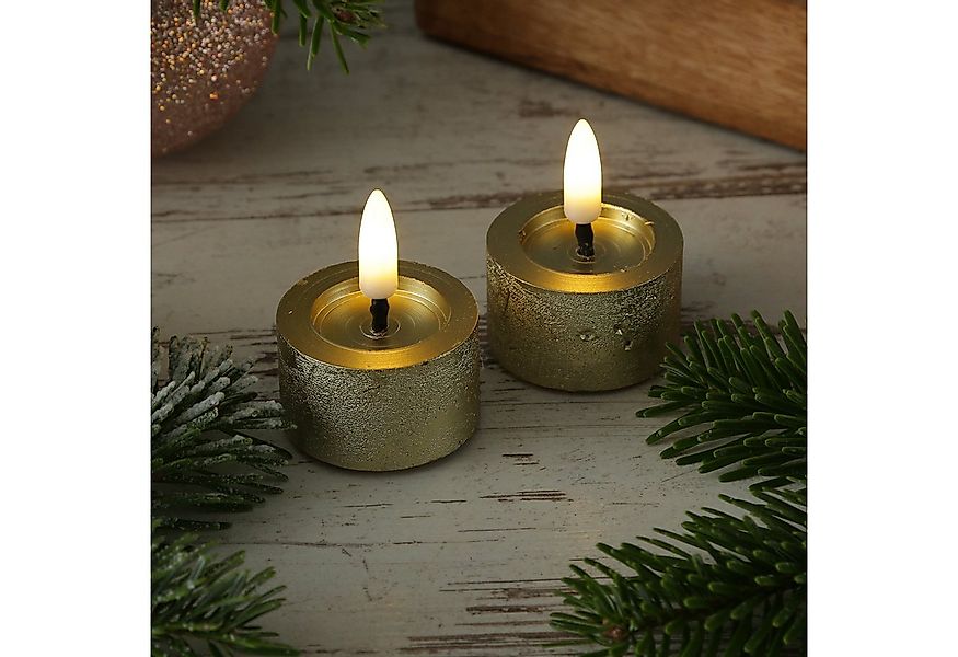 MARELIDA LED-Kerze LED Teelichter Lina Rustik Optik mit Batterien Echtwachs günstig online kaufen