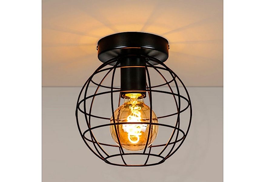 ZMH Deckenleuchte Wohnzimmer E27 Schwarz Lampenschirm Vintage Deckenlampe F günstig online kaufen