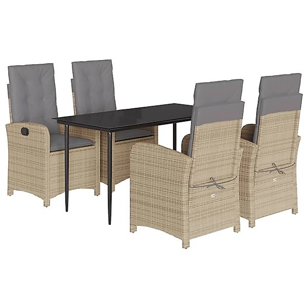 vidaXL 5-Tlg Garten-Essgruppe mit Kissen Beigemischung Poly Rattan 3212393 günstig online kaufen