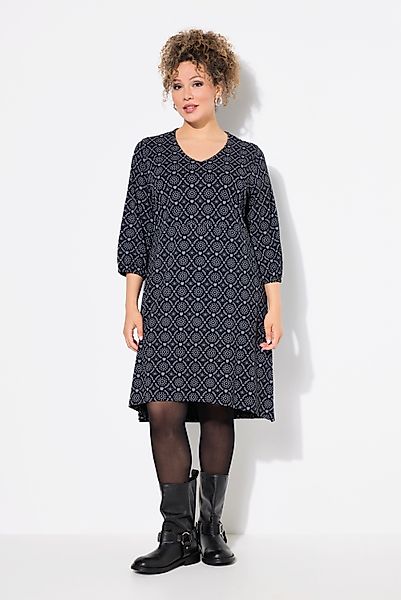 Ulla Popken Jerseykleid Jerseykleid A-Linie V-Ausschnitt günstig online kaufen