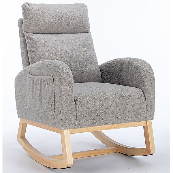 Moderner Schaukelstuhl aus Teddy-Stoff, mit gepolsterter Sitzfläche und ver günstig online kaufen