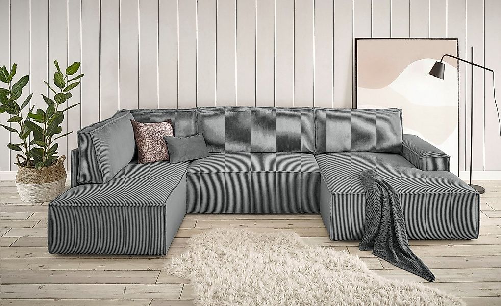 Home affaire Wohnlandschaft "SHERWOOD 329 cm, U-Form, Schlafsofa,", Schlaff günstig online kaufen