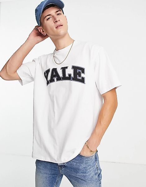 Topman – Oversize-T-Shirt in Weiß mit „Yale“-Print auf Vorder- und Rückseit günstig online kaufen
