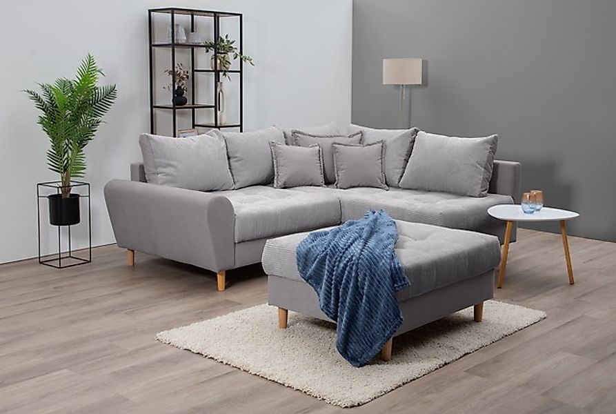 Home affaire Ecksofa »Rice L-Form inkl. Hocker«, (Set, mit Hocker), mit Bon günstig online kaufen