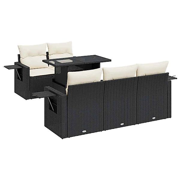 vidaXL 6-Tlg Garten-Sofagarnitur mit Kissen Schwarz Poly Rattan 3326407 günstig online kaufen