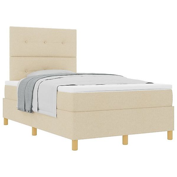 vidaXL Bett Boxspringbett mit Matratze Creme 120x200 cm Stoff (1-tlg) günstig online kaufen