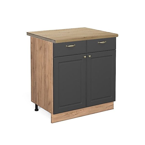 Vicco Küchenunterschrank Fame-Line Anthrazit-Gold/Goldkraft Eiche 80 cm AP günstig online kaufen