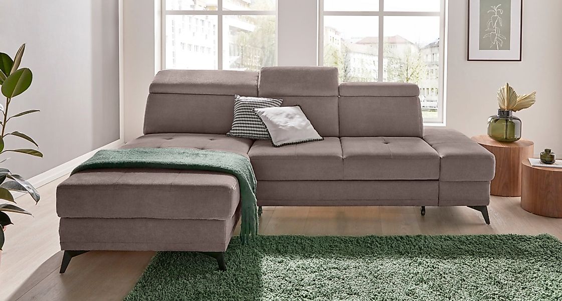 Home affaire Ecksofa "Cardiz L-Form" inkl.Kopfteilverstellung und Federkern günstig online kaufen