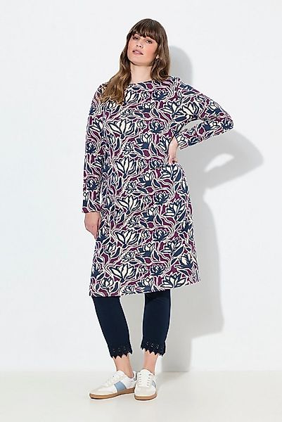 Ulla Popken Midikleid Kleid U-Boot-Ausschnitt Langarm Biobaumwolle günstig online kaufen