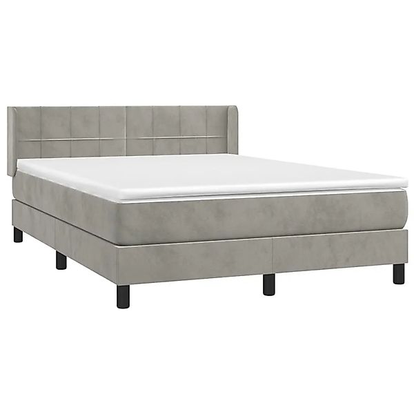 vidaXL Boxspringbett mit Matratze Hellgrau 140x190 cm Samt 3130955 günstig online kaufen