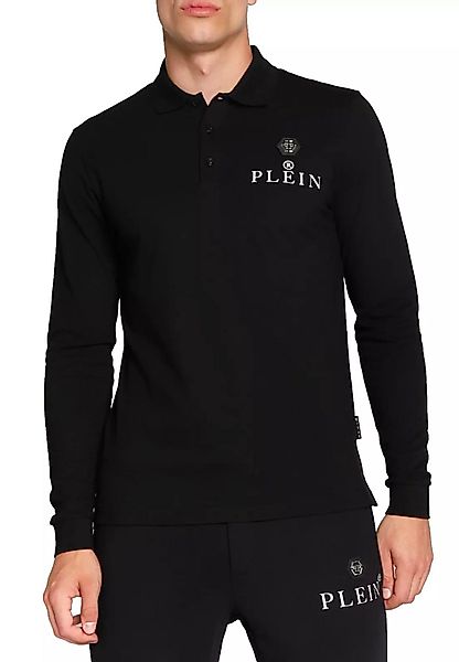 PHILIPP PLEIN Langarm-Poloshirt Herren ikonische PP-Hexagon-Patch günstig online kaufen