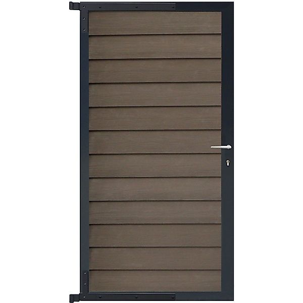 GartenLand Steckzauntor Schwedenprofil ca. 90 x 175 cm WPC Braun Holzstrukt günstig online kaufen