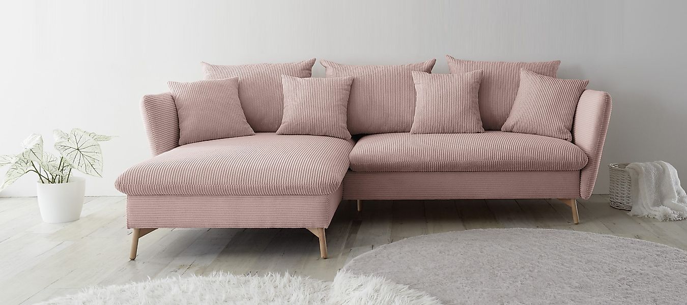 OTTO home Ecksofa "MERLE, 258 cm, L-Form, traumhafter Cord," mit Bettfunkti günstig online kaufen