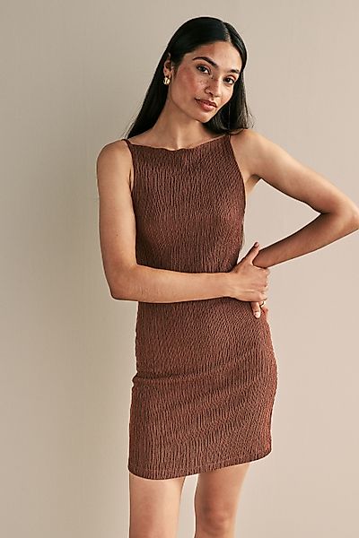 Next Minikleid Strukturiertes Minikleid mit eckigem günstig online kaufen
