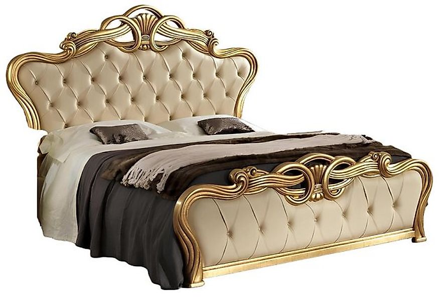 JVmoebel Bett Chesterfield Möbel Barock Gold Betten Möbel Goldenes Doppelbe günstig online kaufen