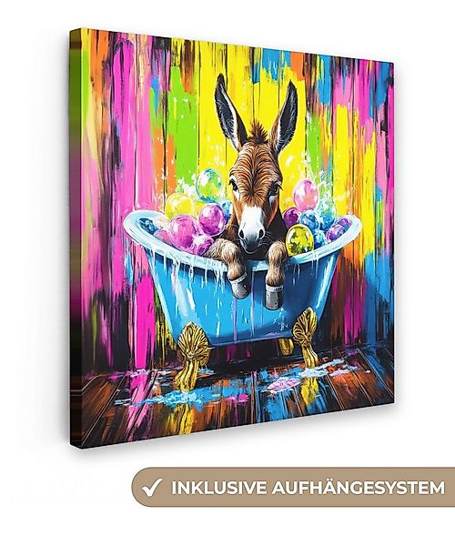 OneMillionCanvasses® Leinwandbild Esel - Badewanne - Rosa - Schaumstoff, Fo günstig online kaufen