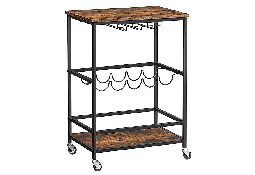 VASAGLE Beistellwagen, Küchenwagen mit Weinglashalter, Rollen, 40 x 60 x 82 günstig online kaufen