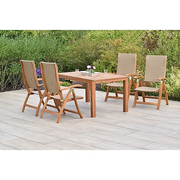 Merxx Capri Gartenmöbel-Set 5-tlg. mit Gartentisch Ausziehbar 150/200 x 90 günstig online kaufen