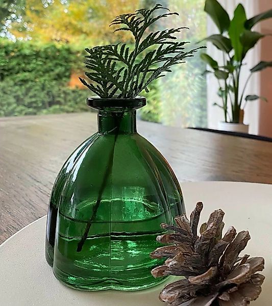 Vase Glas Vintage Tischvase Grün Blumenvase Nostalgie Dekovase 11cm günstig online kaufen