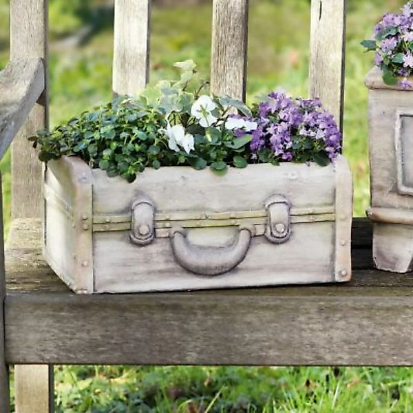 HOME Living Pflanzer Koffer Blumentöpfe grau/braun günstig online kaufen