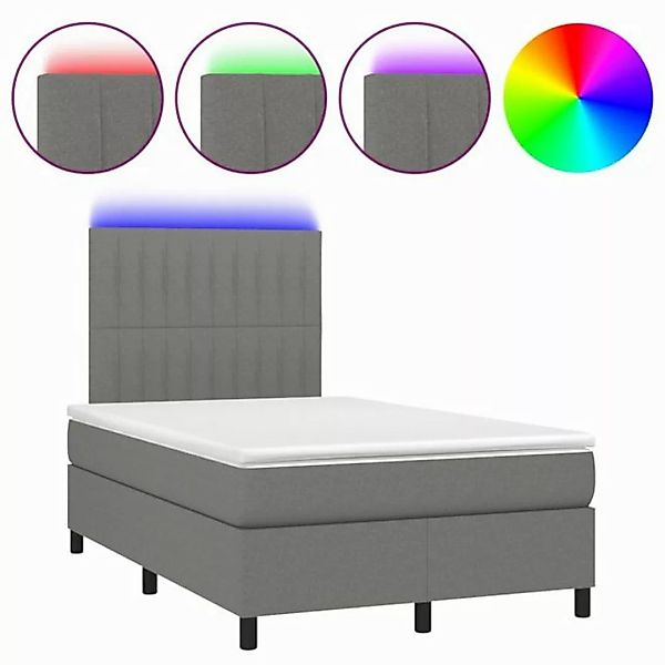 vidaXL Boxspringbett Boxspringbett mit Matratze LED Dunkelgrau 120x200 cm S günstig online kaufen