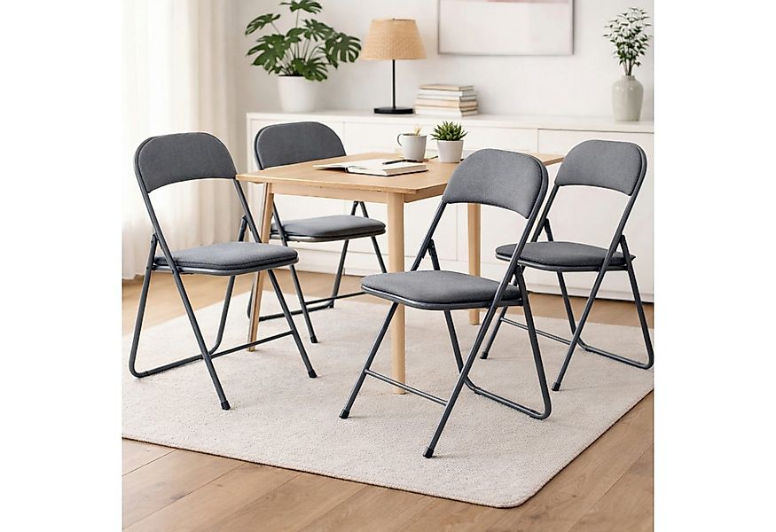 Koopman Klappstuhl Faltstuhl Gästestuhl Besucherstuhl 79x43x47cm Grau 4er S günstig online kaufen