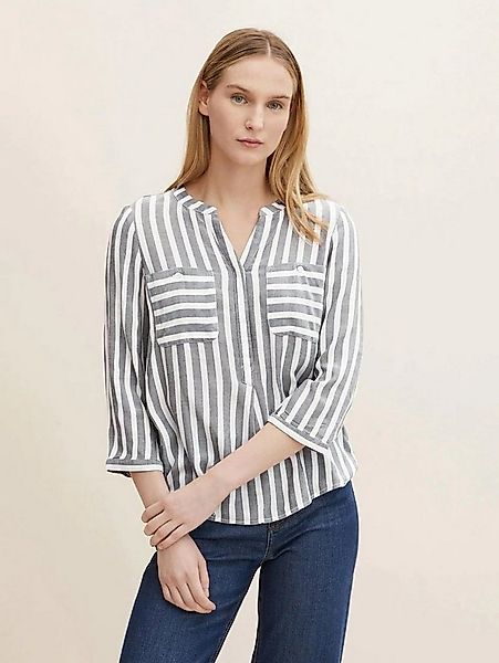TOM TAILOR Blusenshirt Gestreift 3/4 Arm V-Ausschnitt Tunika blouse striped günstig online kaufen