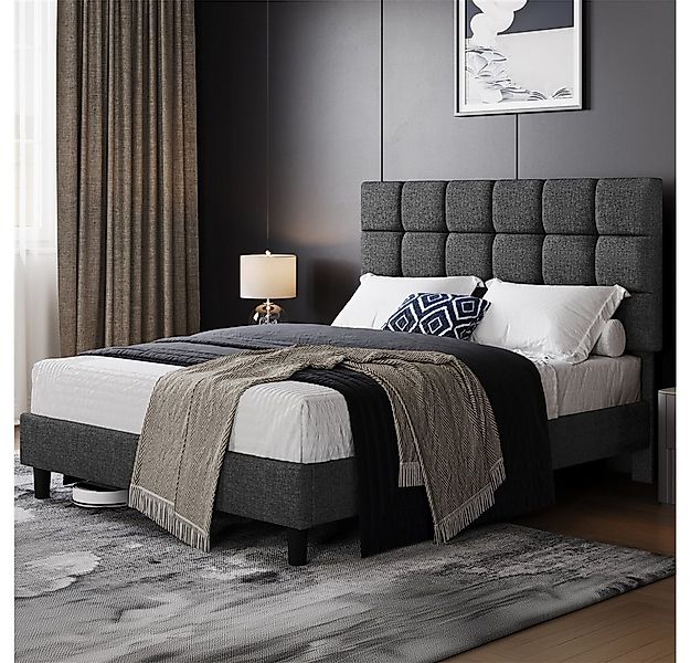 Yaheetech Polsterbett Bettgestell, Doppelbett mit Höhenverstellbarem Kopfte günstig online kaufen