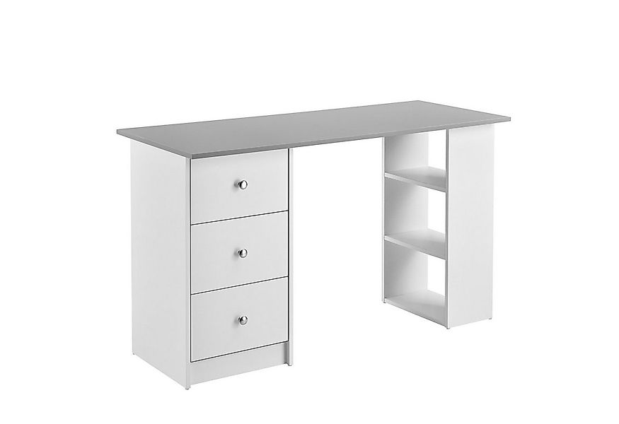 en.casa Schreibtisch, »Lemberg« Bürotisch mit Schubladen weiß/hellgrau günstig online kaufen