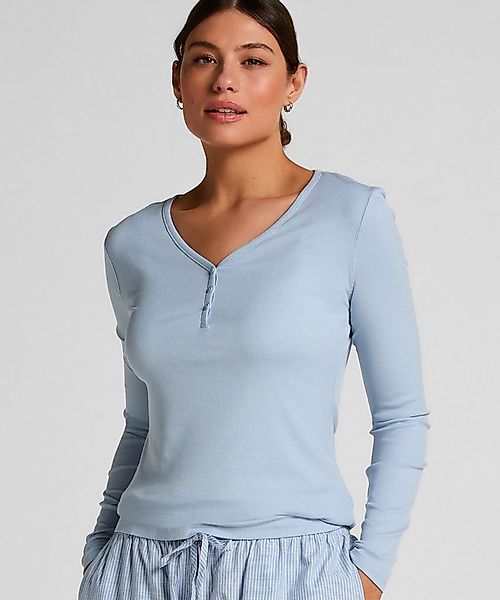 Hunkemöller Pyjama Henley-Pyjamatop mit langen Ärmeln günstig online kaufen