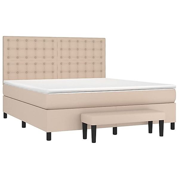 vidaXL Bett Boxspringbett Matratze Cappuccino-Braun 160x200 cm Kunstleder günstig online kaufen