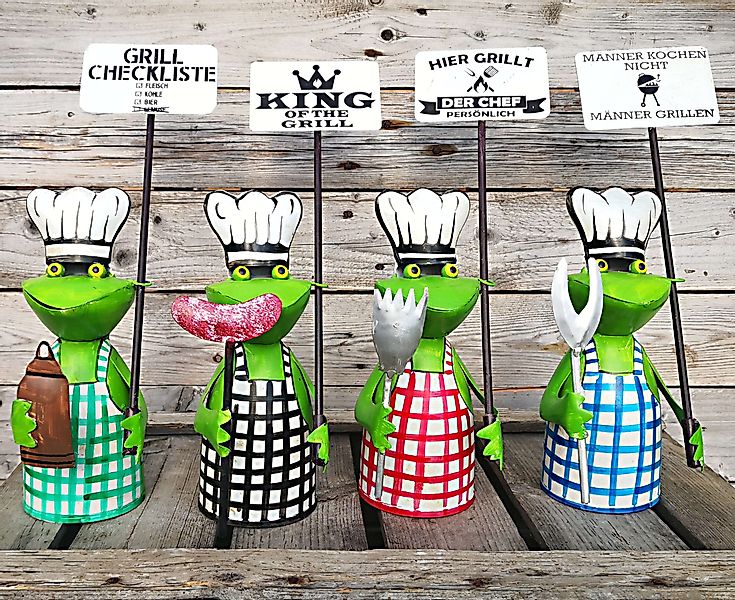 Paulslandhaus Gartenfigur Zaunhocker BBQ Frosch Grillmeister günstig online kaufen