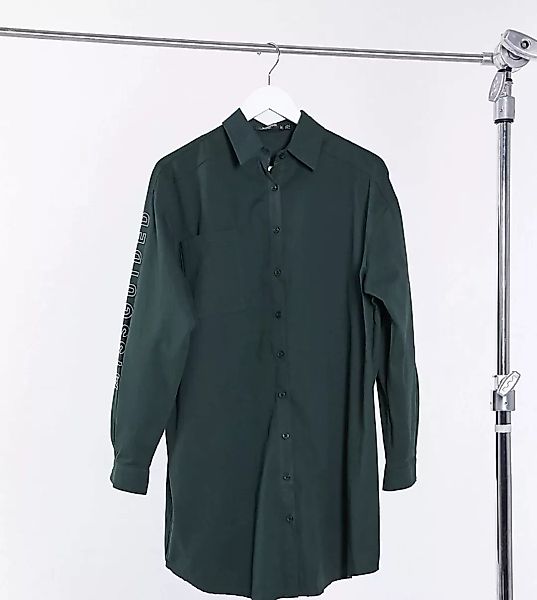 Missguided Tall – Oversize-Hemdkleid in Khaki-Grün günstig online kaufen
