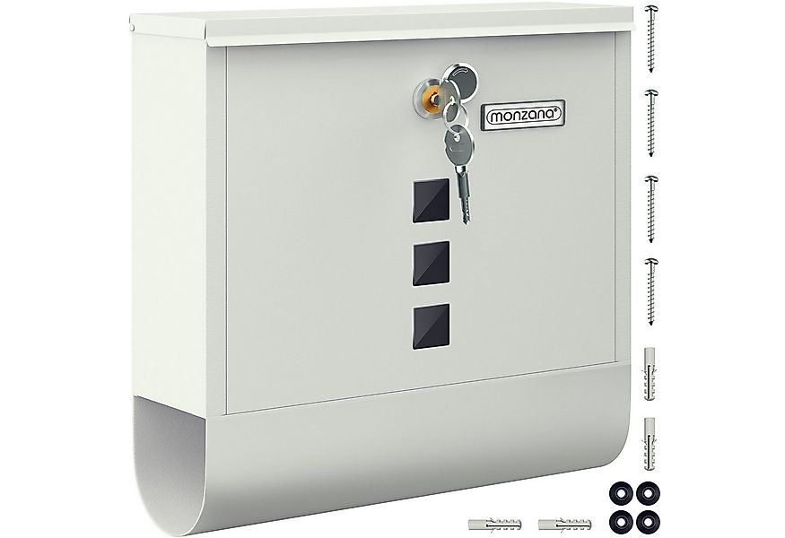 monzana Wandbriefkasten, Weiß Stahl mit Zeitungsfach Kreuzschloss Sichtfens günstig online kaufen