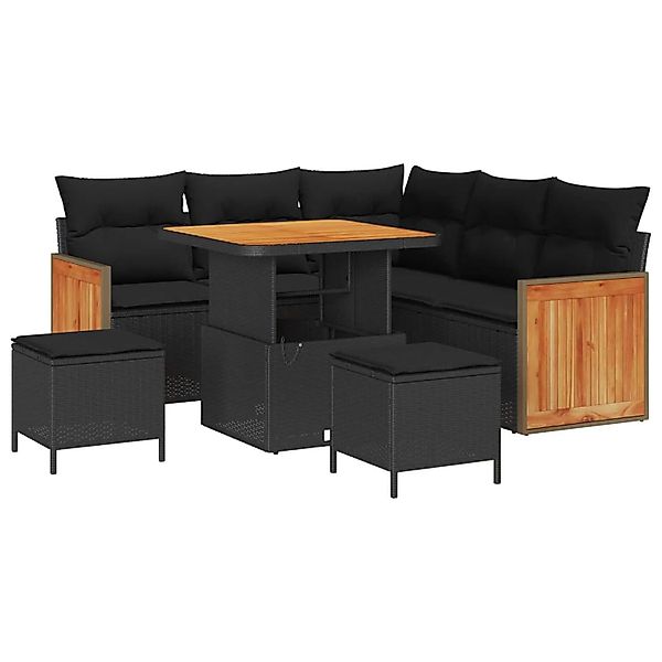 vidaXL Gartensofa-Set mit Kissen 9 Stk Schwarz Poly-Rattan 3365249 günstig online kaufen
