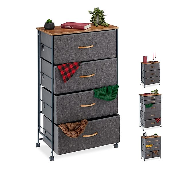 relaxdays Beistellschrank Schubladenschrank mit Rollen B günstig online kaufen