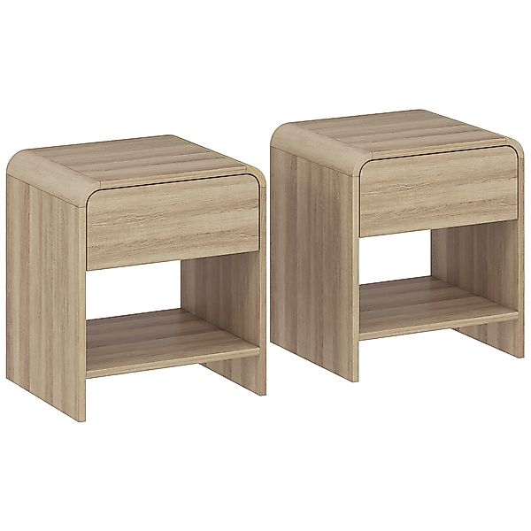 HOMCOM 2er-Set nordische Nachttische mit abgerundeten Kanten, Schublade und günstig online kaufen