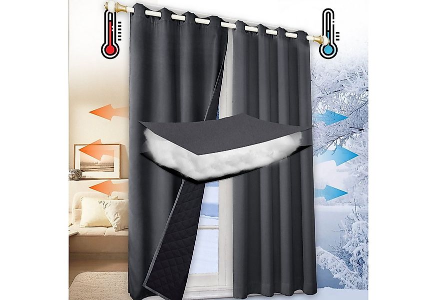Sunicol Gardine Blickdicht Thermovorhang mit Ösen, Verdunklungsvorhänge Käl günstig online kaufen