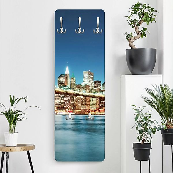 Wandgarderobe Holzpaneel No.26 Nighttime Manhattan Bridge günstig online kaufen