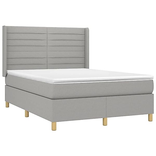 vidaXL Boxspringbett mit Matratze & LED Hellgrau 140x190 cm Stoff 3138949 günstig online kaufen