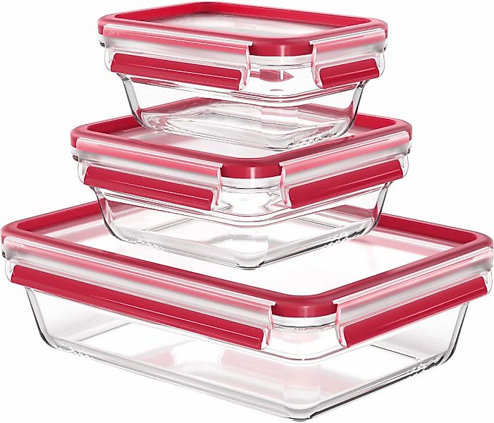Emsa Frischhaltedose "Clip & Close Glas" Set, 3 tlg. 0,45/0,8/2L, gefrier-, günstig online kaufen