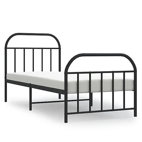 vidaXL Bettgestell mit Kopf- und Fußteil Metall Schwarz 90x200 cm 353646 günstig online kaufen